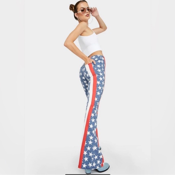 Free People Star-Patterned Flare Pants - Picture 3 of 8